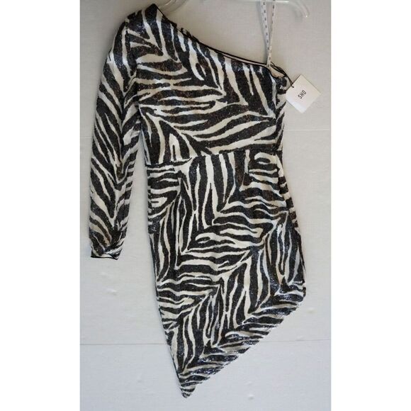 SHO by Tadashi Shoji Sz Small Zebra Print Gigi Asymmetrical Cocktail Dress - Picture 5 of 15